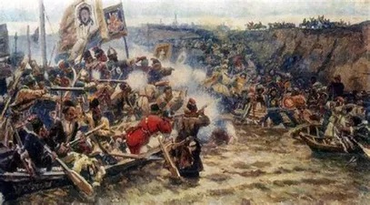 Картина Сурикова “Переход Суворова через Альпы”